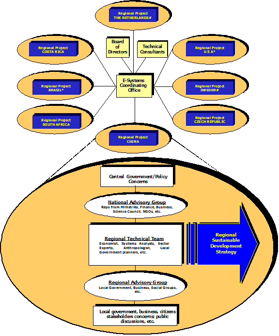 Organization chart: long-term structure of E-Systems and its regional partners